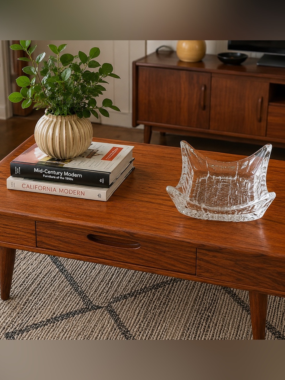 Vintage Iittala Square Glass Bowl With Ice Textured Base.